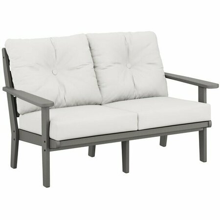 POLYWOOD Lakeside Slate Grey / Natural Linen Deep Seating Loveseat 6334412GY152